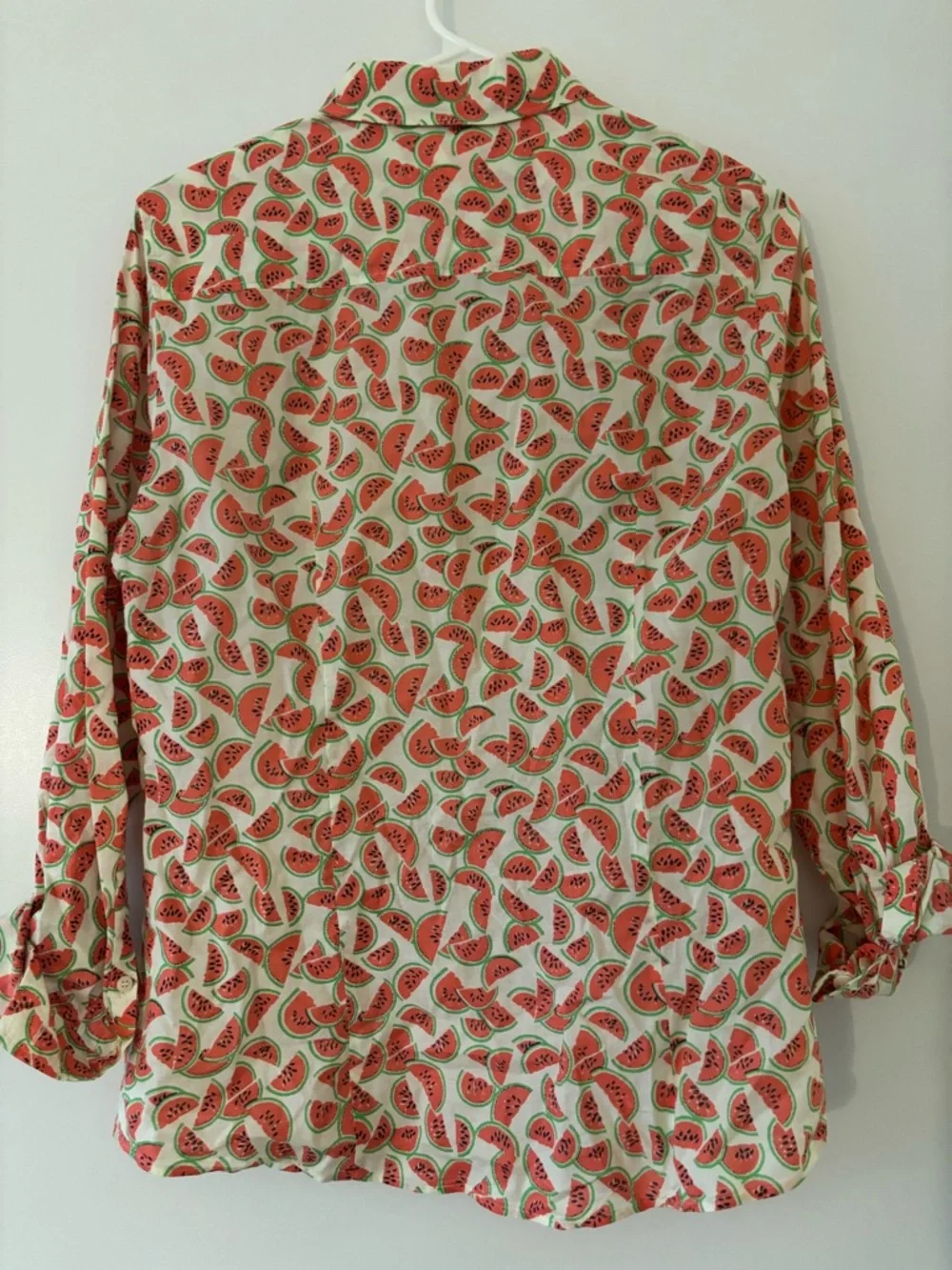 J.Crew Perfect Fit Watermelon Button-Down Top S - Picture 2 of 4